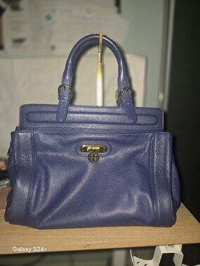 Tory Burch Blue Leather Satchel / Crossbody Bag